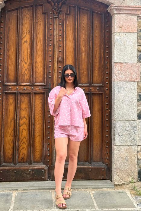 PATTERN SHIRT + SHORTS WOMAN SET PINK/ROZE - 5