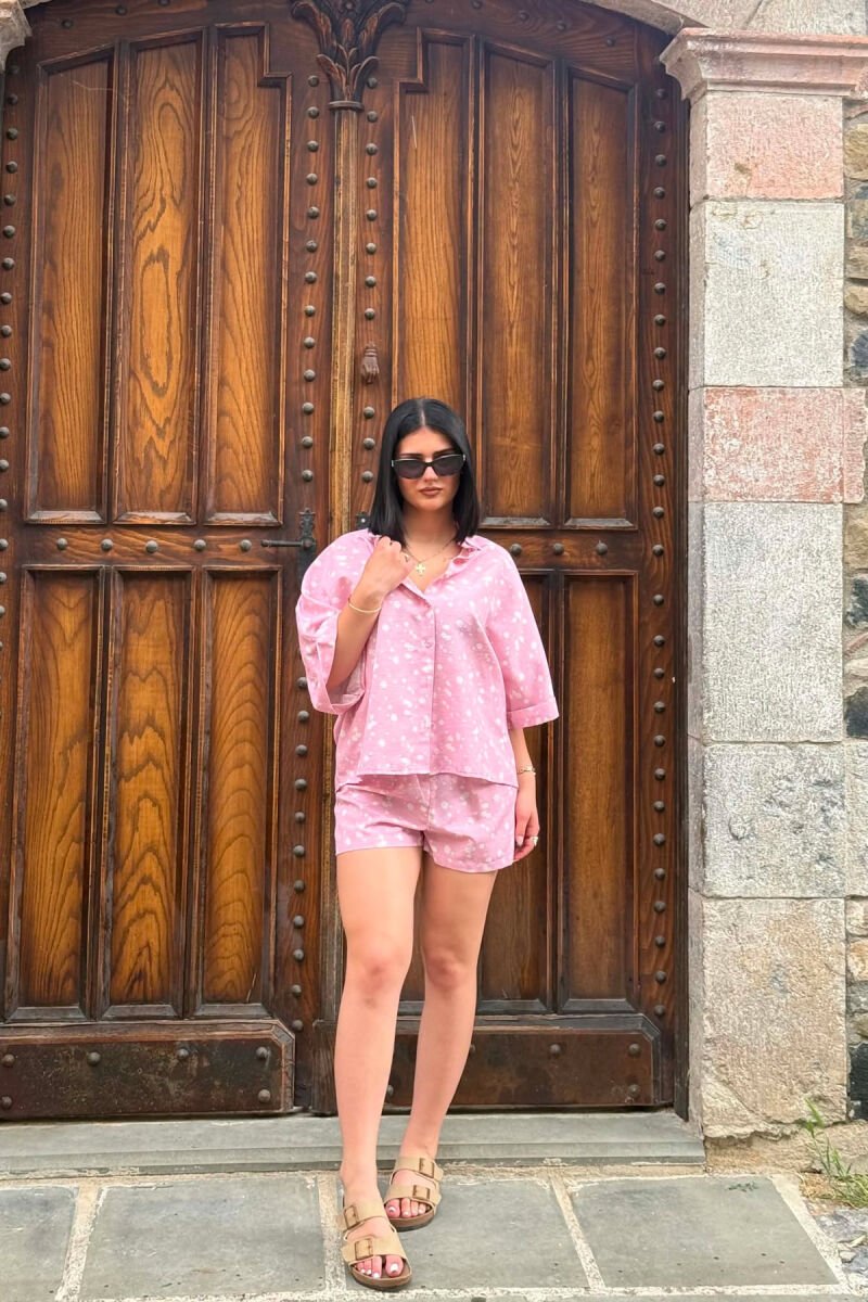 PATTERN SHIRT + SHORTS WOMAN SET PINK/ROZE - 5