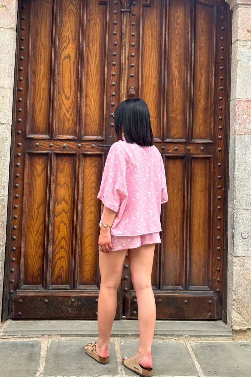 PATTERN SHIRT + SHORTS WOMAN SET PINK/ROZE - 6