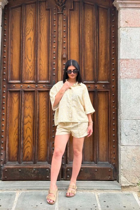 PATTERN SHIRT + SHORTS WOMAN SET YELLOW/E VERDHE - 1
