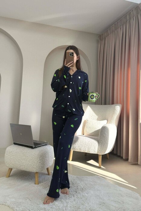 PIZHAME ME DIZAJN ME DARDHA KEMISHE + TUTA PER FEMRA NE NGJYRE BLU TE ERRET - KLAUDIO FASHION