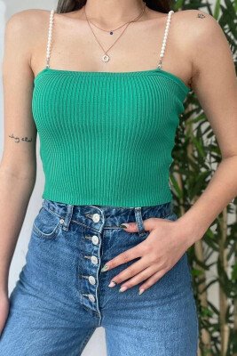 PEARL STRAPS WOMAN TANK TOP GREEN/JESHILE 