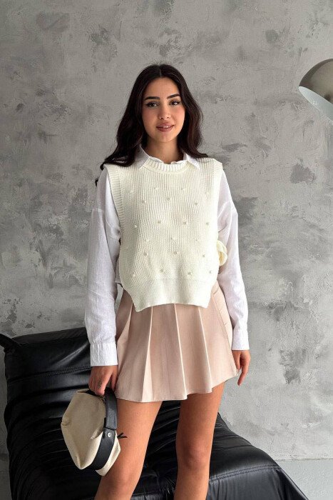 PEARLS WOMAN VEST CREAM/KREM - 1