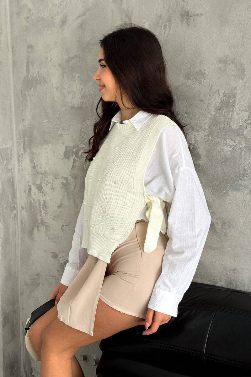PEARLS WOMAN VEST CREAM/KREM - 2