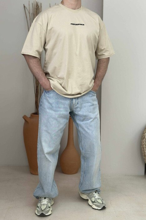 PERFORMANCE WRITTING SIMPLE MEN T-SHIRT BEIGE/BEZHE - 1