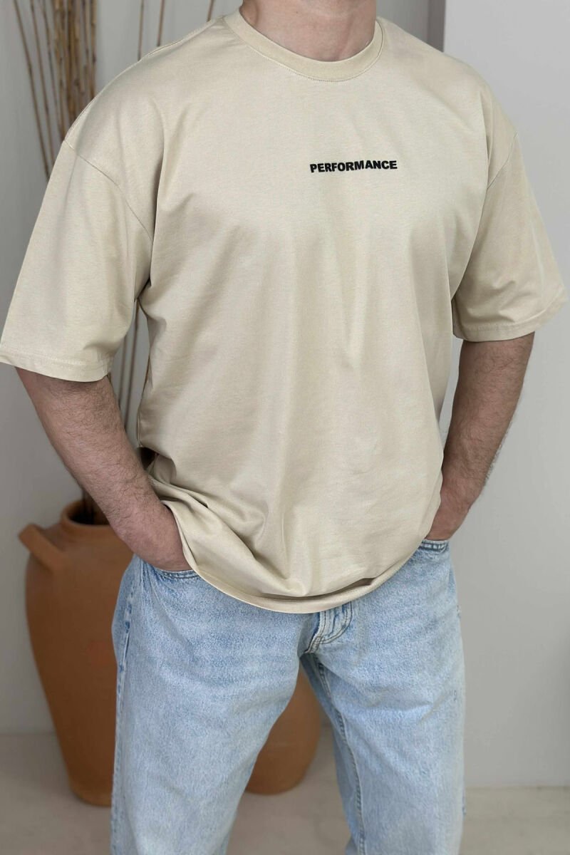 PERFORMANCE WRITTING SIMPLE MEN T-SHIRT BEIGE/BEZHE - 3