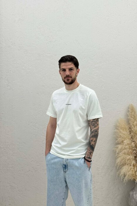 PERFORMANCE WRITTING SIMPLE MEN T-SHIRT CREAM/KREM 