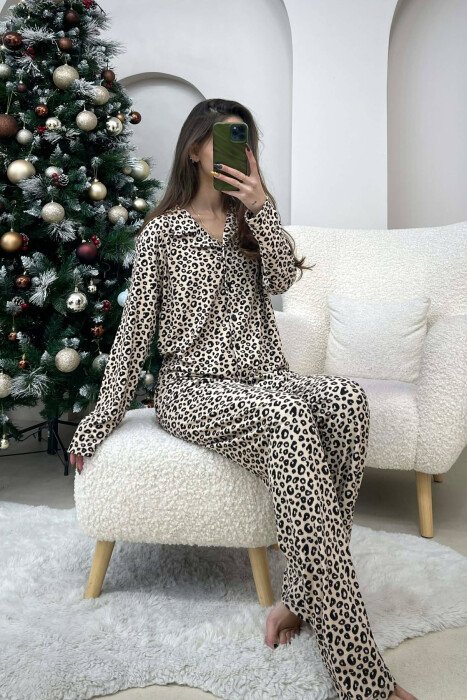 PIZHAMA ME DIZAJN LEOPRAD BLUZË+PANTALLONA PËR FEMRA - 6