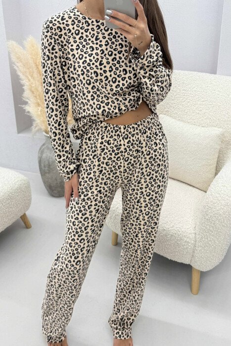 PIZHAMA ME DIZAJN LEOPARD BLUZË+PANTALLONA PËR FEMRA - 3