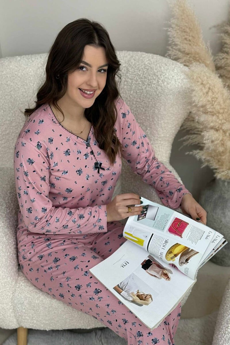 PIZHAME BLUZE ME DIZAJN LULESH+TUTA PER FEMRA NE NGJYRE PUDER - 6