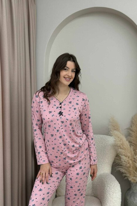 PIZHAME BLUZE ME DIZAJN LULESH+TUTA PER FEMRA NE NGJYRE PUDER - 4