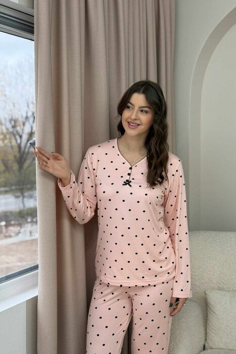 PIZHAME BLUZE ME DIZAJN ME PIKA+TUTA PER FEMRA NE NGJYRE PUDER - 2