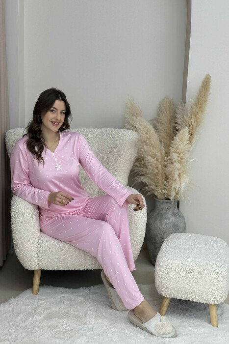 PIZHAME BLUZE ME DIZAJN ME PIKA+TUTA PER FEMRA NE NGJYRE ROZE - 3