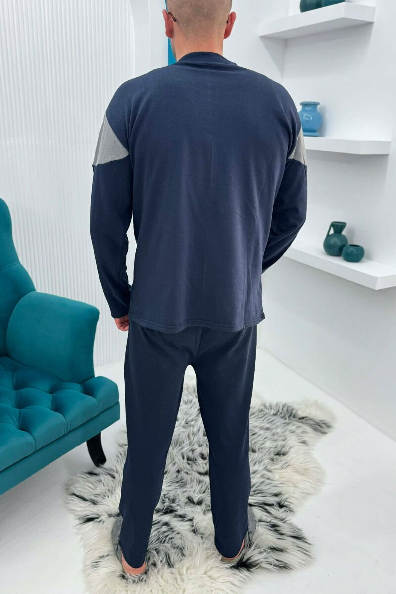 PIZHAME BLUZE ME JAKE ME BUTONA + TUTA PER MESHKUJ NE NGJYRE BLU TE ERRET - 4