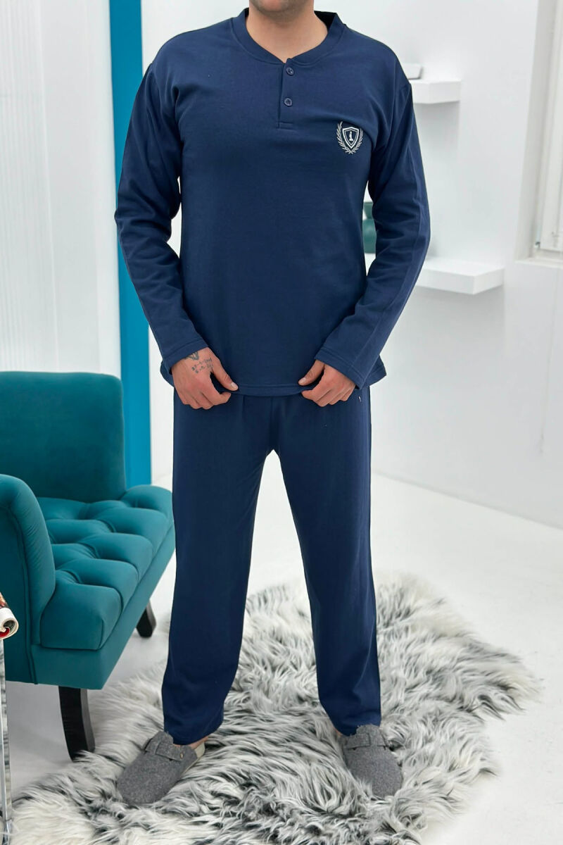 PIZHAME BLUZE ME JAKE ME BUTONA + TUTA PER MESHKUJ NE NGJYRE BLU - 1