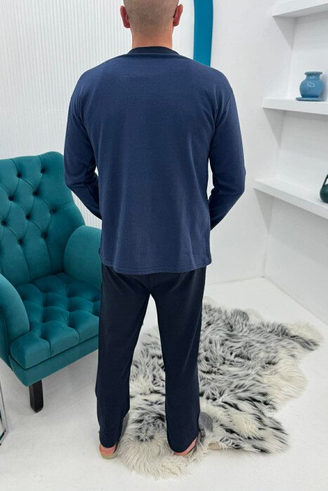 PIZHAME BLUZE ME LOGO TË THJESHTE+TUTA PER MESHKUJ NE NGJYRE BLU - 4