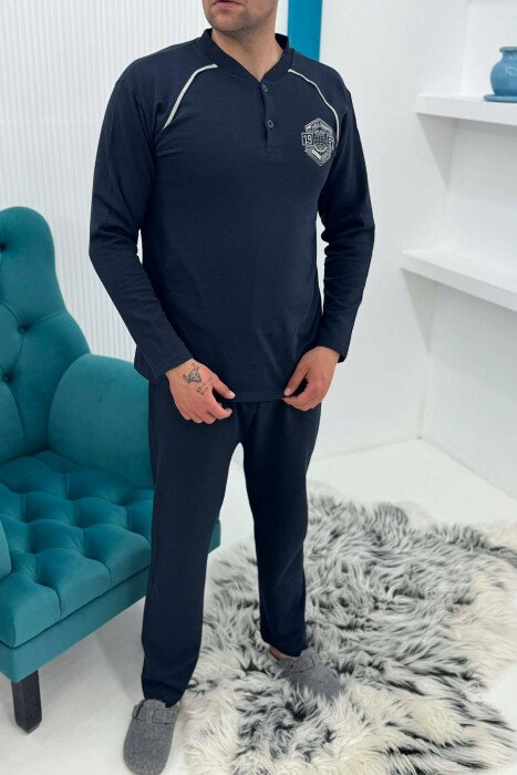 PIZHAME BLUZE ME LOGO TË THJESHTE+TUTA PER MESHKUJ NE NGJYRE BLU TE ERRET - 2