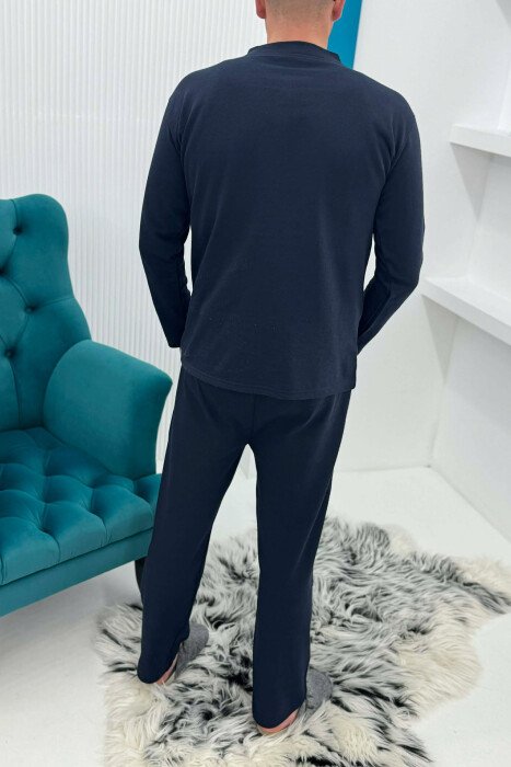 PIZHAME BLUZE ME LOGO TË THJESHTE+TUTA PER MESHKUJ NE NGJYRE BLU TE ERRET - 7