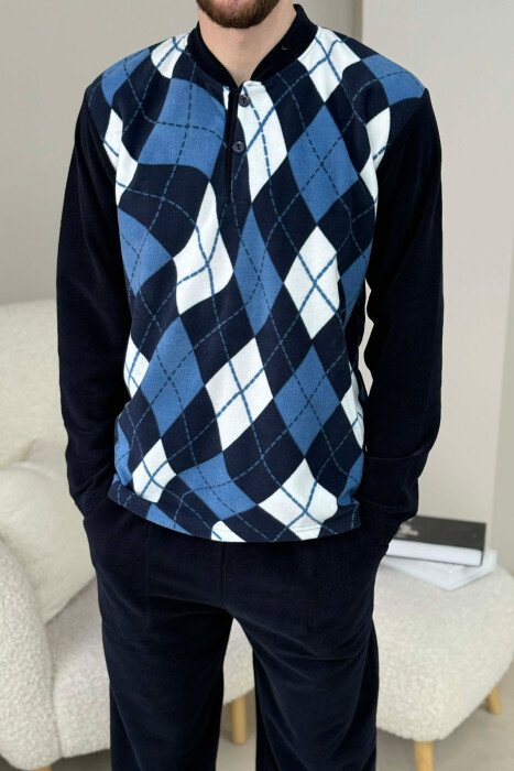 PIZHAME ME DETAJ ROMBESH BLUZE + TUTA PER MESHKUJ NE NGJYRE BLU TE ERRET - 5