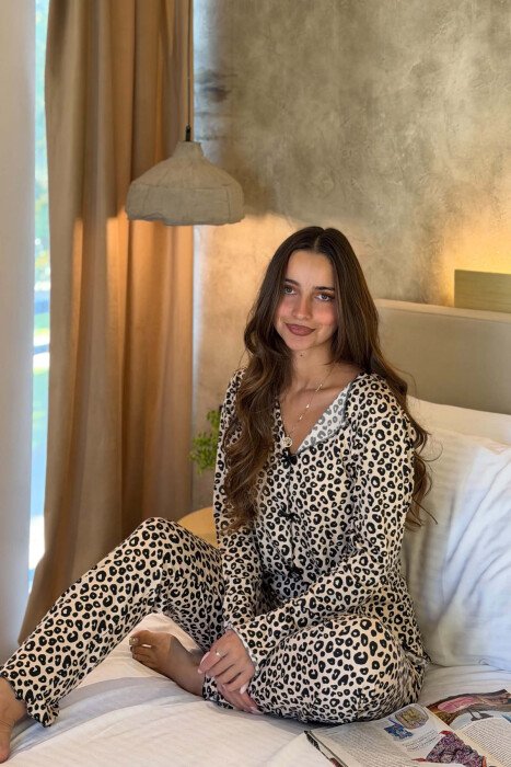 PIZHAME ME DIZAJN LEOPARD KEMISHE + TUTA PER FEMRA - KLAUDIO FASHION