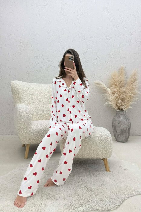 PIZHAME ME DIZJAN ME ZEMRA KEMISHE + TUTA PER FEMRA NE NGJYRE TE BARDHE - KLAUDIO FASHION