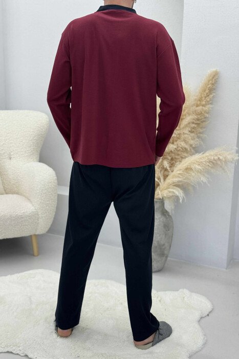 PIZHAME ME DIZAJN TË THJESHTË PËR MESHKUJ NË NGJYRË VISHNJË - 4