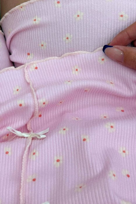 PIZHAME ME DIZJAN ME LULE KEMISHE + TUTA TE SHKURTRA PER FEMRA NE NGJYRE ROZE - 6