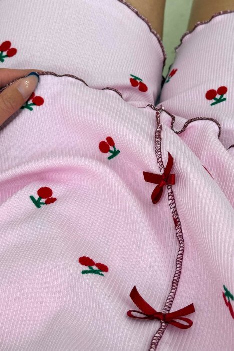 PIZHAME ME DIZJAN ME QERSHI KEMISHE + TUTA TE SHKURTRA PER FEMRA NE NGJYRE ROZE - 7