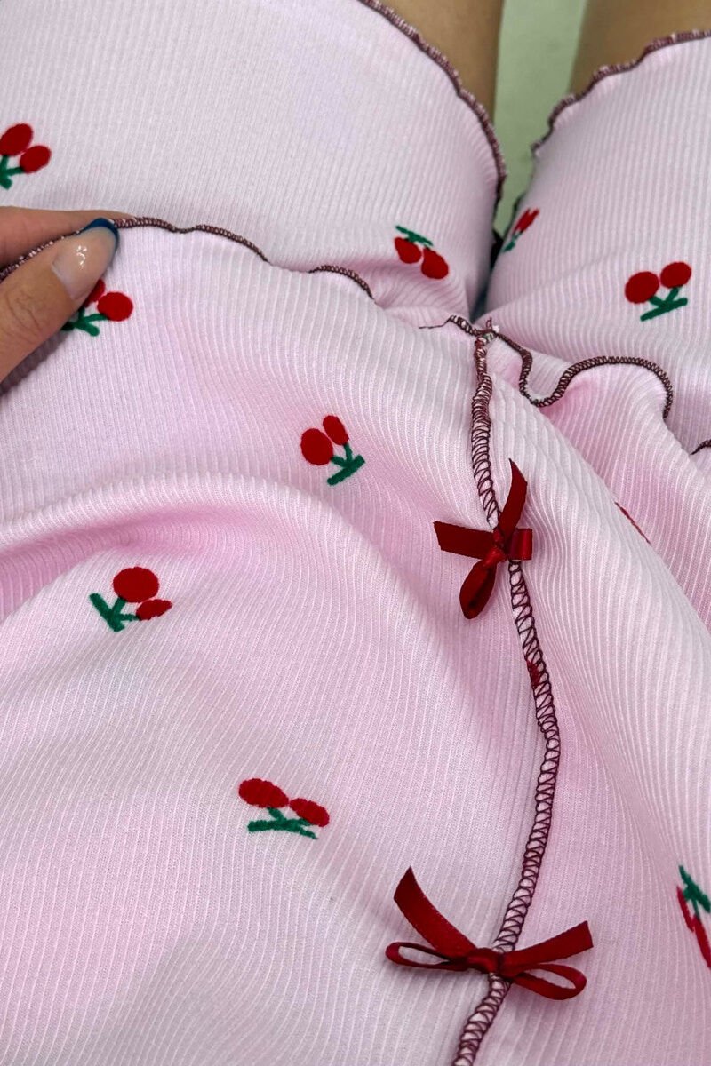PIZHAME ME DIZJAN ME QERSHI KEMISHE + TUTA TE SHKURTRA PER FEMRA NE NGJYRE ROZE - 7