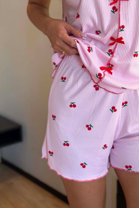 PIZHAME ME DIZJAN ME QERSHI KEMISHE + TUTA TE SHKURTRA PER FEMRA NE NGJYRE ROZE - 4