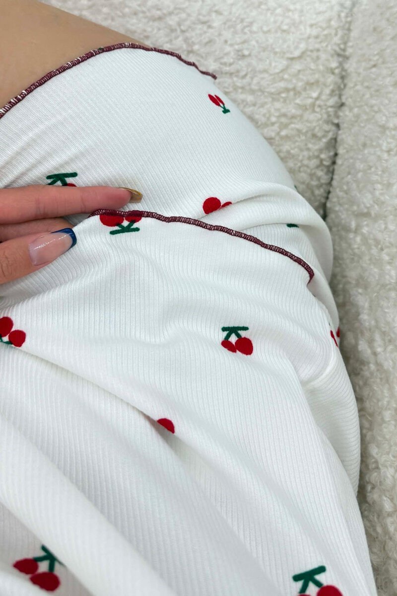 PIZHAME ME DIZJAN ME QERSHI KEMISHE + TUTA TE SHKURTRA PER FEMRA NE NGJYRE TE BARDHE - 9
