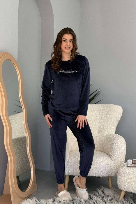 PIZHAME ME SHKRIME PËR FEMRA NË NGJYRËN BLU E ERRËT - KLAUDIO FASHION