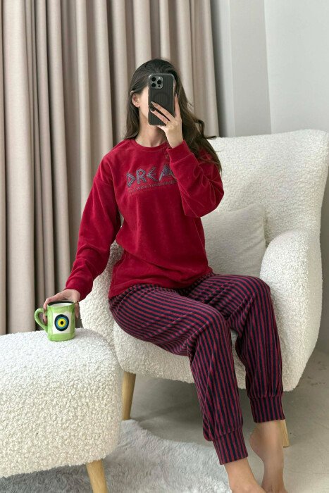 PIZHAME ME SHKRIME PËR FEMRA NË NGJYRËN E KUQE - KLAUDIO FASHION