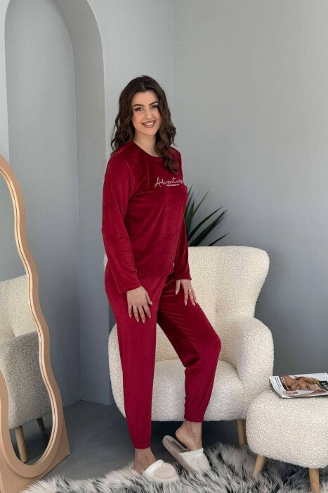 PIZHAME ME SHKRIME PËR FEMRA NË NGJYRËN VISHNJË - KLAUDIO FASHION