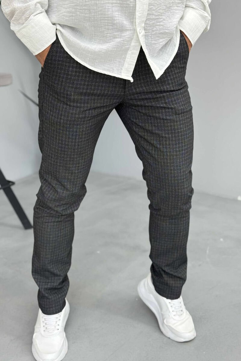 PLAID DESIGN CLASSIC MEN PANTS DARK GREY/GEE - 1