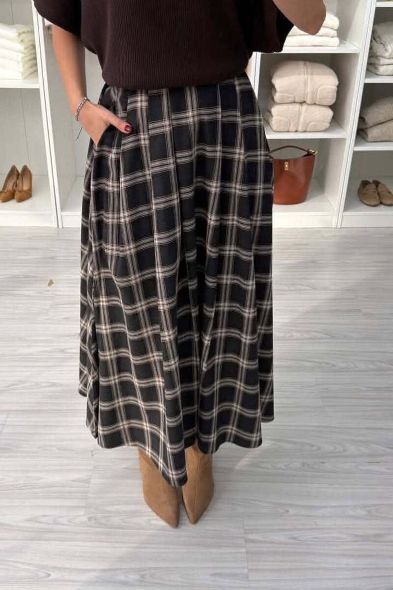 PLAID DESIGN LONG WOMAN SKIRT GREY/GRI - 3