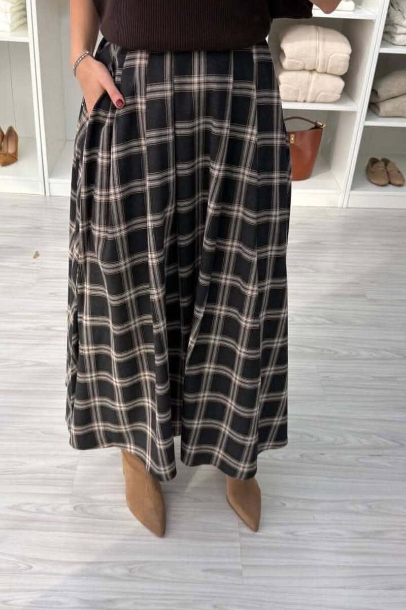 PLAID DESIGN LONG WOMAN SKIRT GREY/GRI - 4