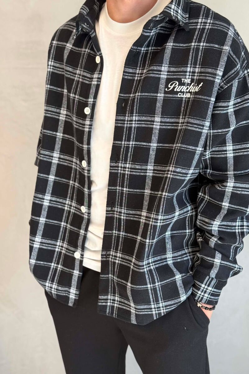 PLAID DESIGN MEN SHIRT BLACK/ E ZEZE - 4