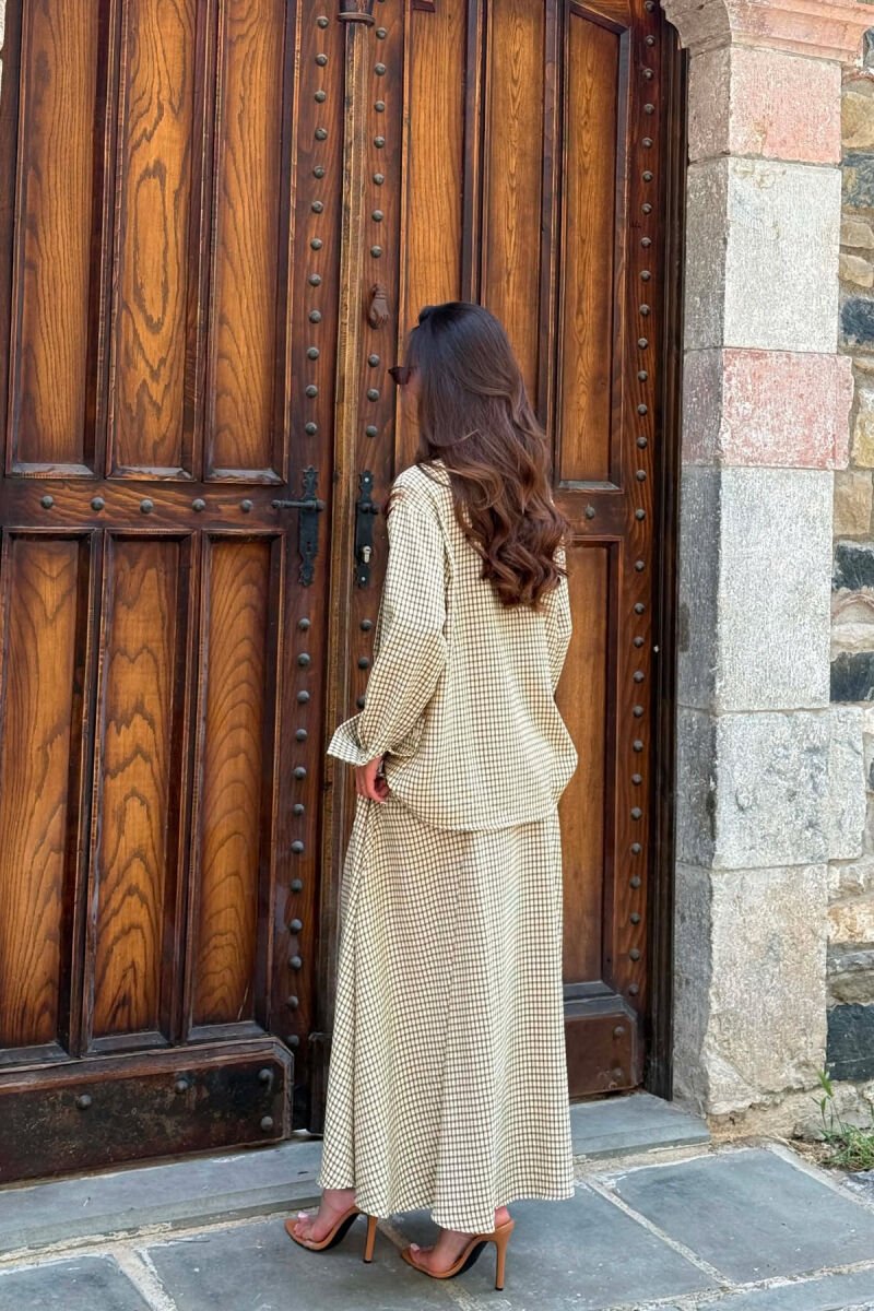 PLAID DESIGN SHIRT + SKIRT WOMAN SET GREEN/JESHILE - 4