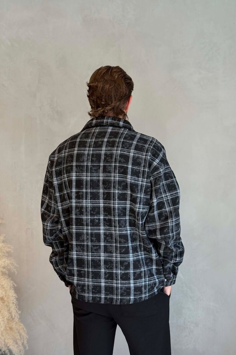 PLAID DESIGN SIMPLE MEN SHIRT BLACK/ E ZEZE - 2