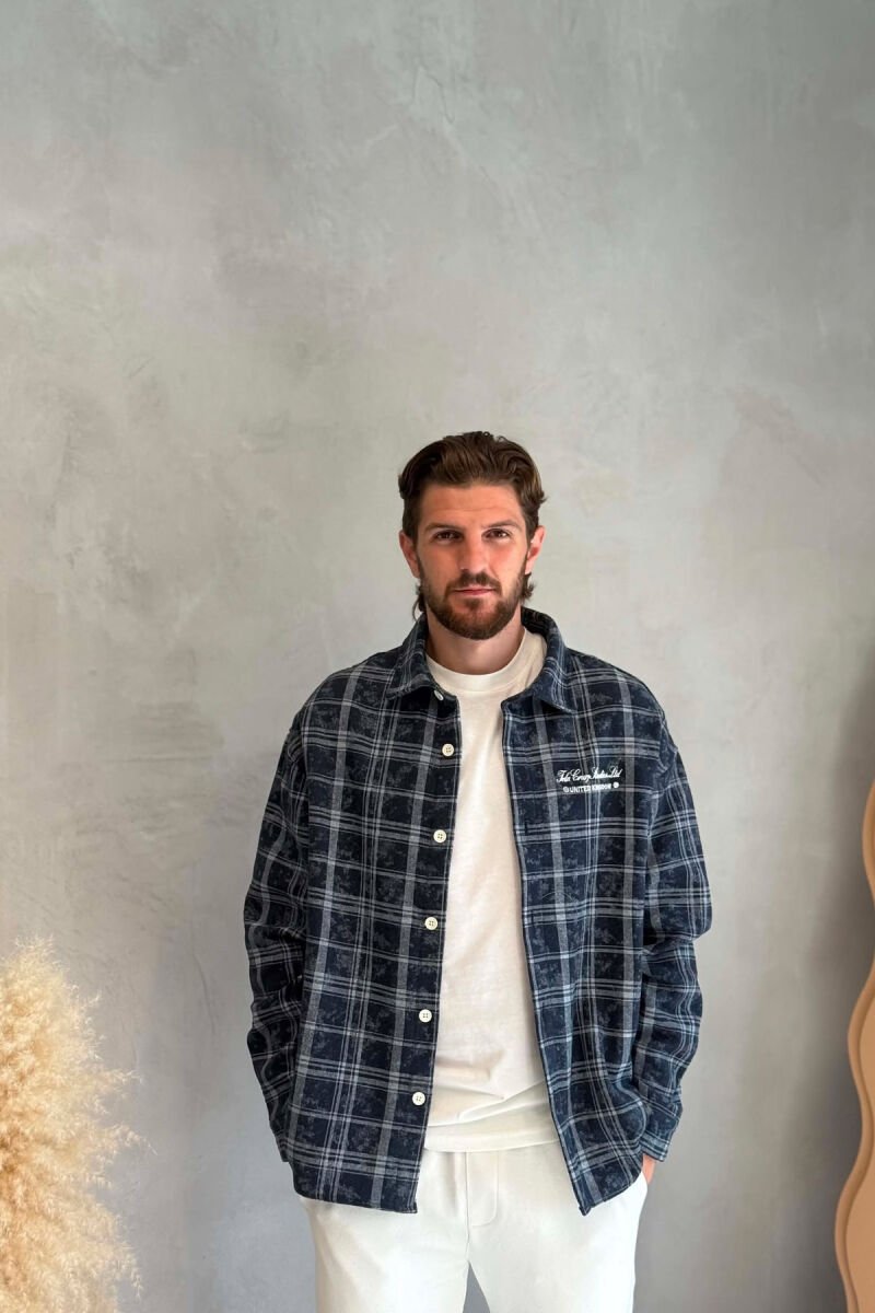 PLAID DESIGN SIMPLE MEN SHIRT BLUE/BLU - 1
