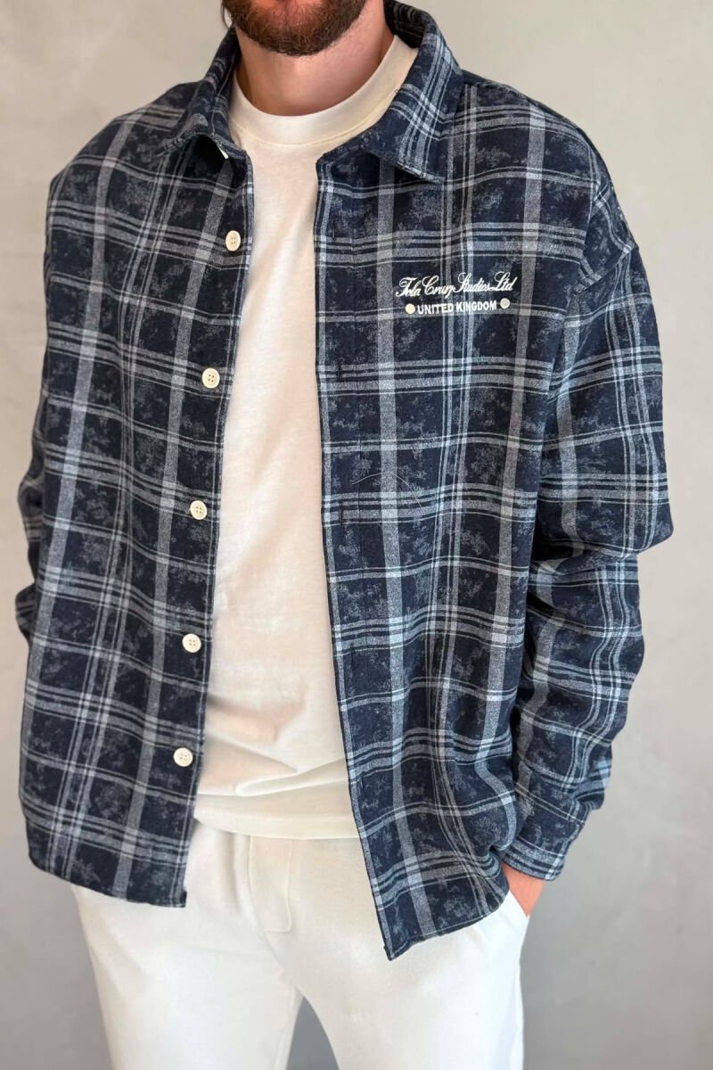 PLAID DESIGN SIMPLE MEN SHIRT BLUE/BLU - 4