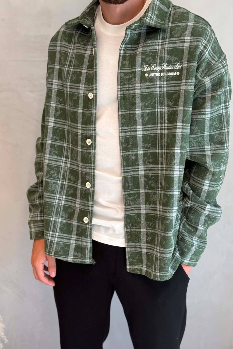PLAID DESIGN SIMPLE MEN SHIRT GREEN/JESHILE - 4