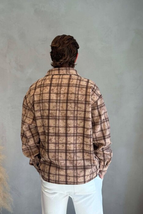 PLAID DESIGN SIMPLE MEN SHIRT LIGHT BROWN/KAZB - 2