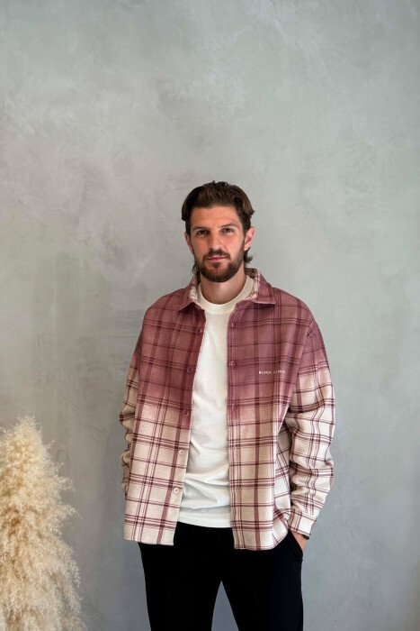 PLAID DESIGN SIMPLE MEN SHIRT VINEGAR/UTHULL - KLAUDIO FASHION