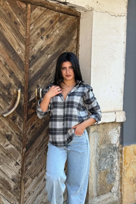 PLAID DESIGN WOMAN SHIRT GREY/GRI - 