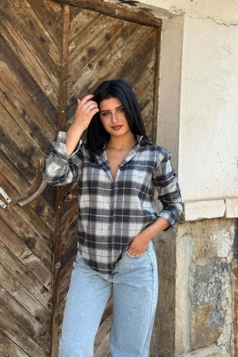 PLAID DESIGN WOMAN SHIRT GREY/GRI - 4