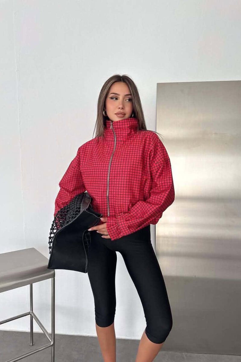 PLAID DESIGN ZIPPER WOMAN JACKET RED/E KUQE - 2
