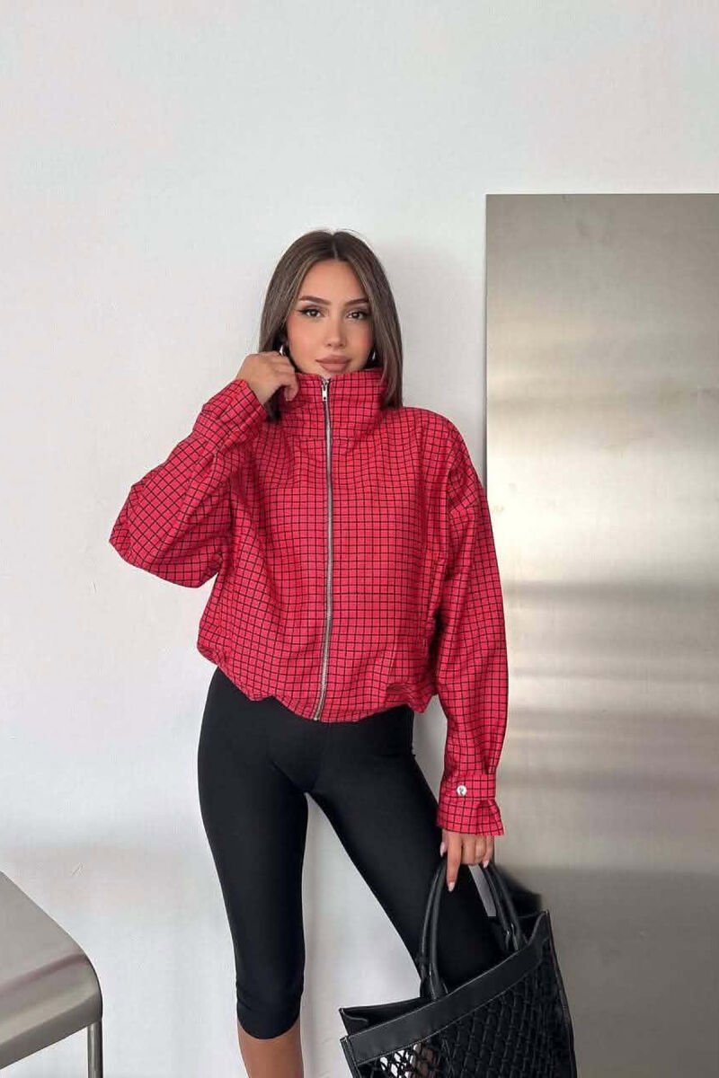 PLAID DESIGN ZIPPER WOMAN JACKET RED/E KUQE - 4