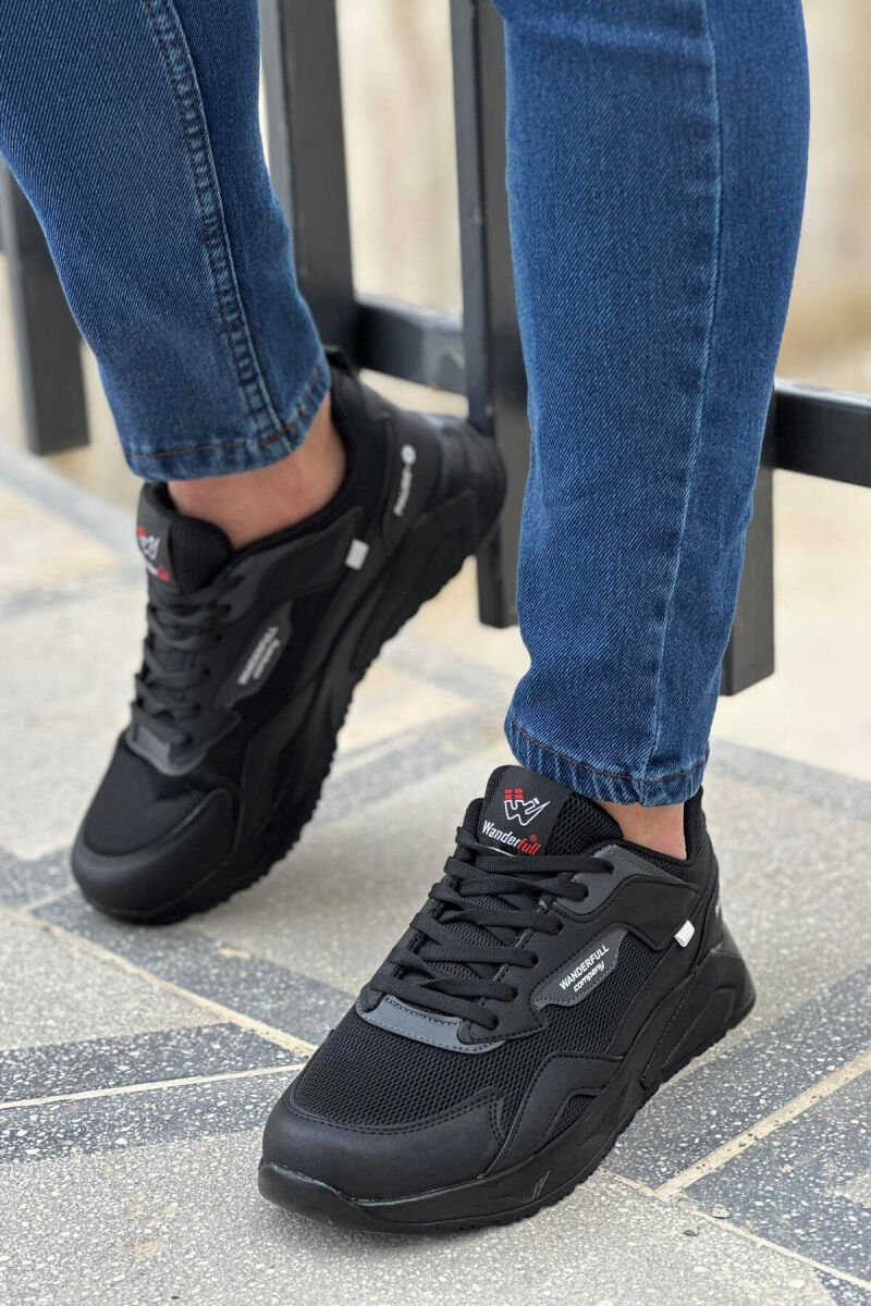 PLATFORM LACING MEN SNEAKERS BLACK-BLACK/ZZ - 1